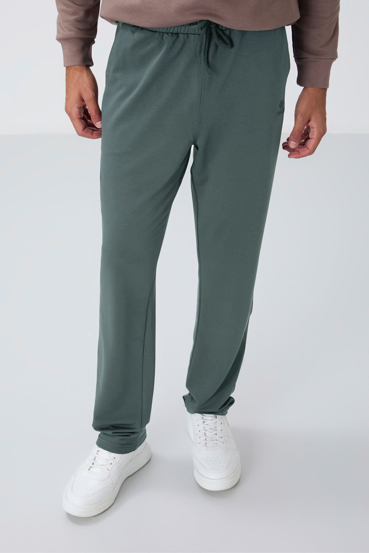 Khaki Laced Pocketed Standard Fit Classic Cuff Men's Tracksuit Bottom - 84682