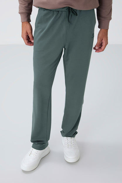 Khaki Laced Pocketed Standard Fit Classic Cuff Men's Tracksuit Bottom - 84682