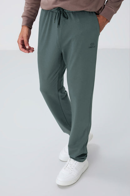 Khaki Laced Pocketed Standard Fit Classic Cuff Men's Tracksuit Bottom - 84682