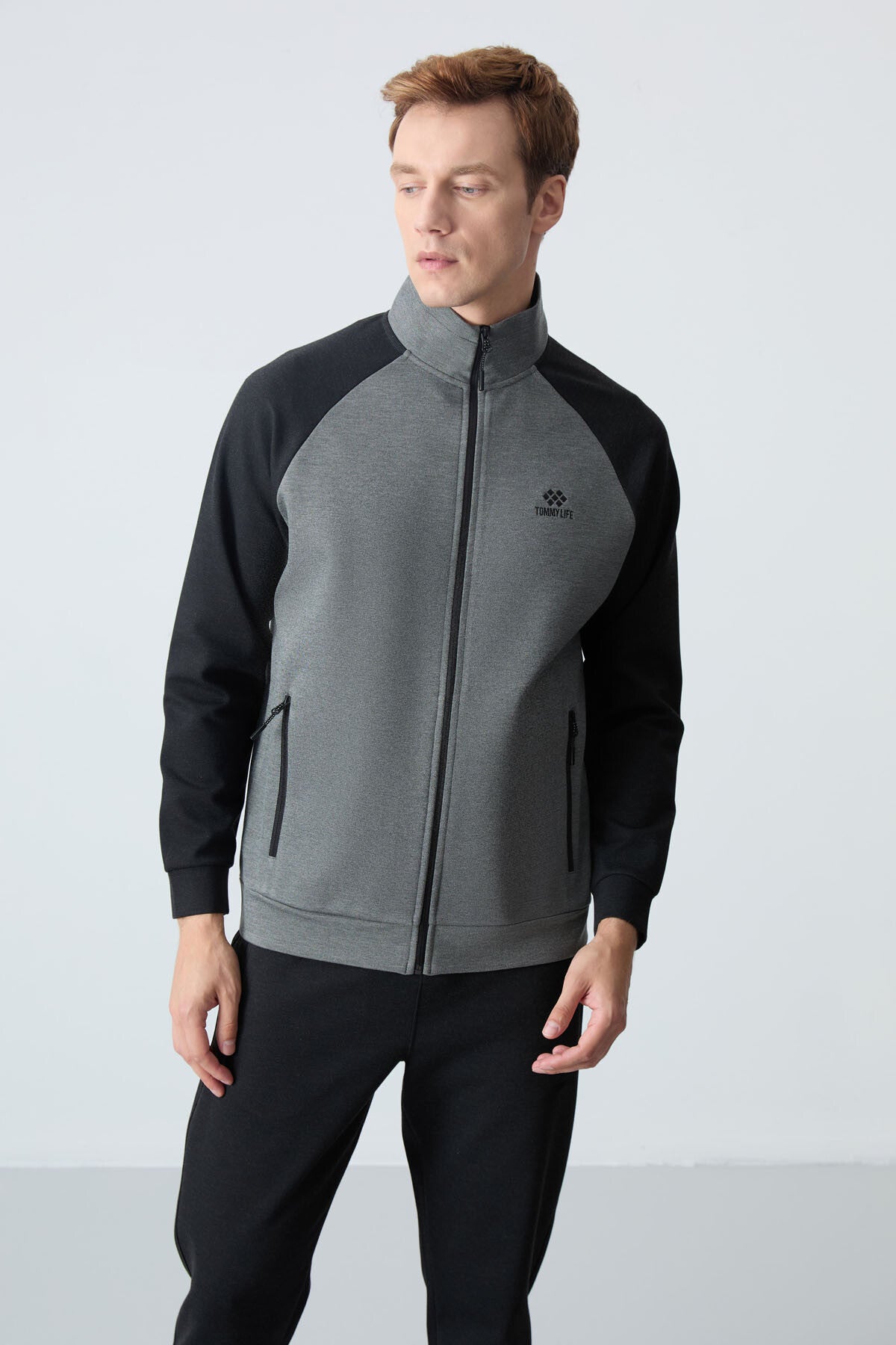 Black Seedling Double Color Comfort Fit Classic Cuff Men's Tracksuit Set - 85113