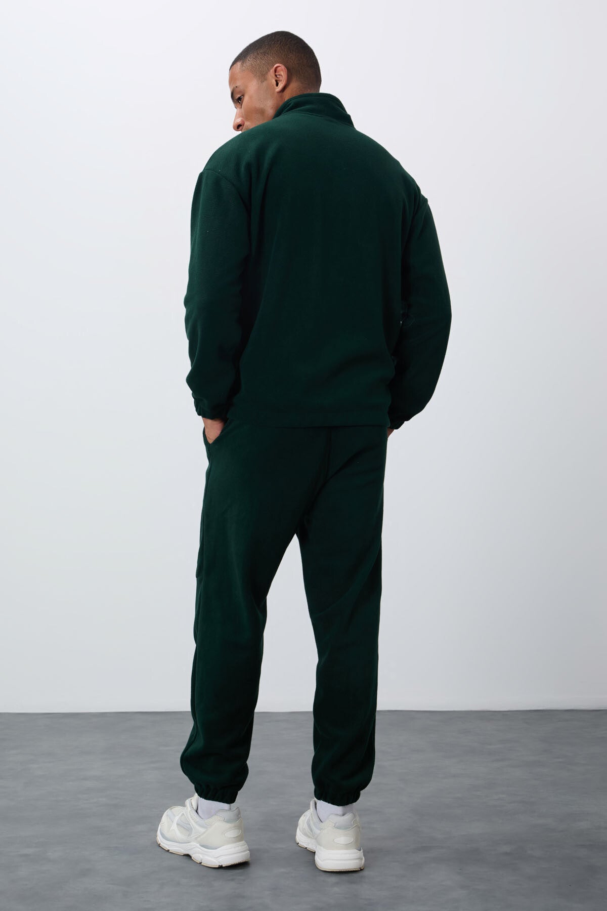 Forest Green Thick Soft Textured Comfort Fit Embroidered Men's Tracksuit Set - 85269