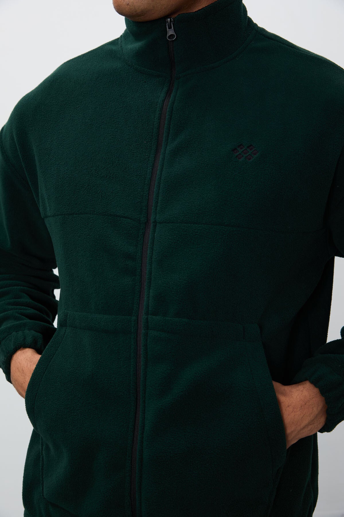 Forest Green Thick Soft Textured Comfort Fit Embroidered Men's Tracksuit Set - 85269
