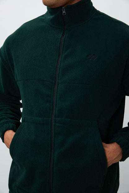 Forest Green Thick Soft Textured Comfort Fit Embroidered Men's Tracksuit Set - 85269