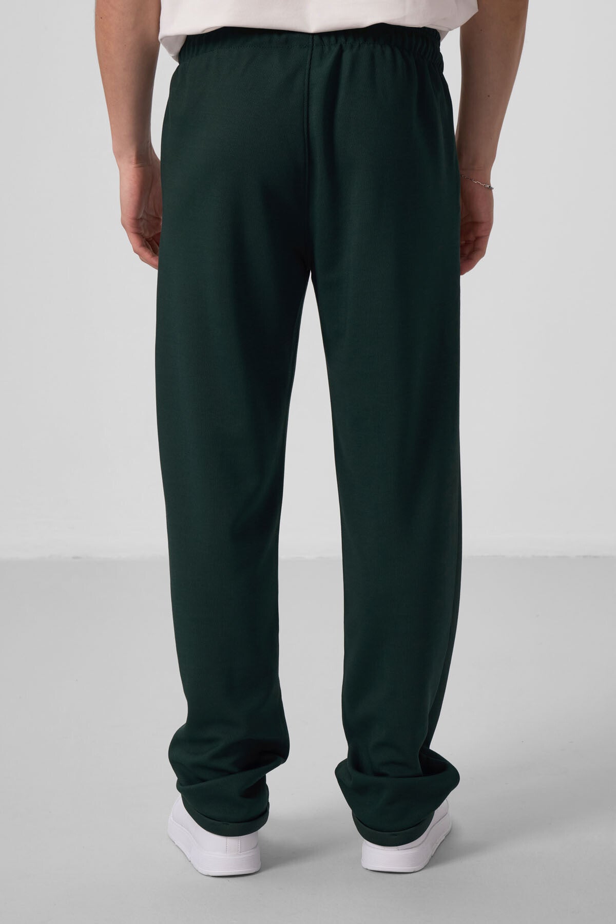Pine Green Textured Surface Comfortable Fit Palazzo Men's Trousers - 82164