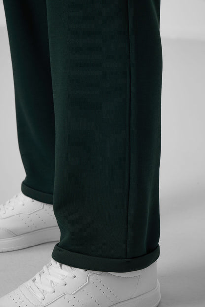 Pine Green Textured Surface Comfortable Fit Palazzo Men's Trousers - 82164