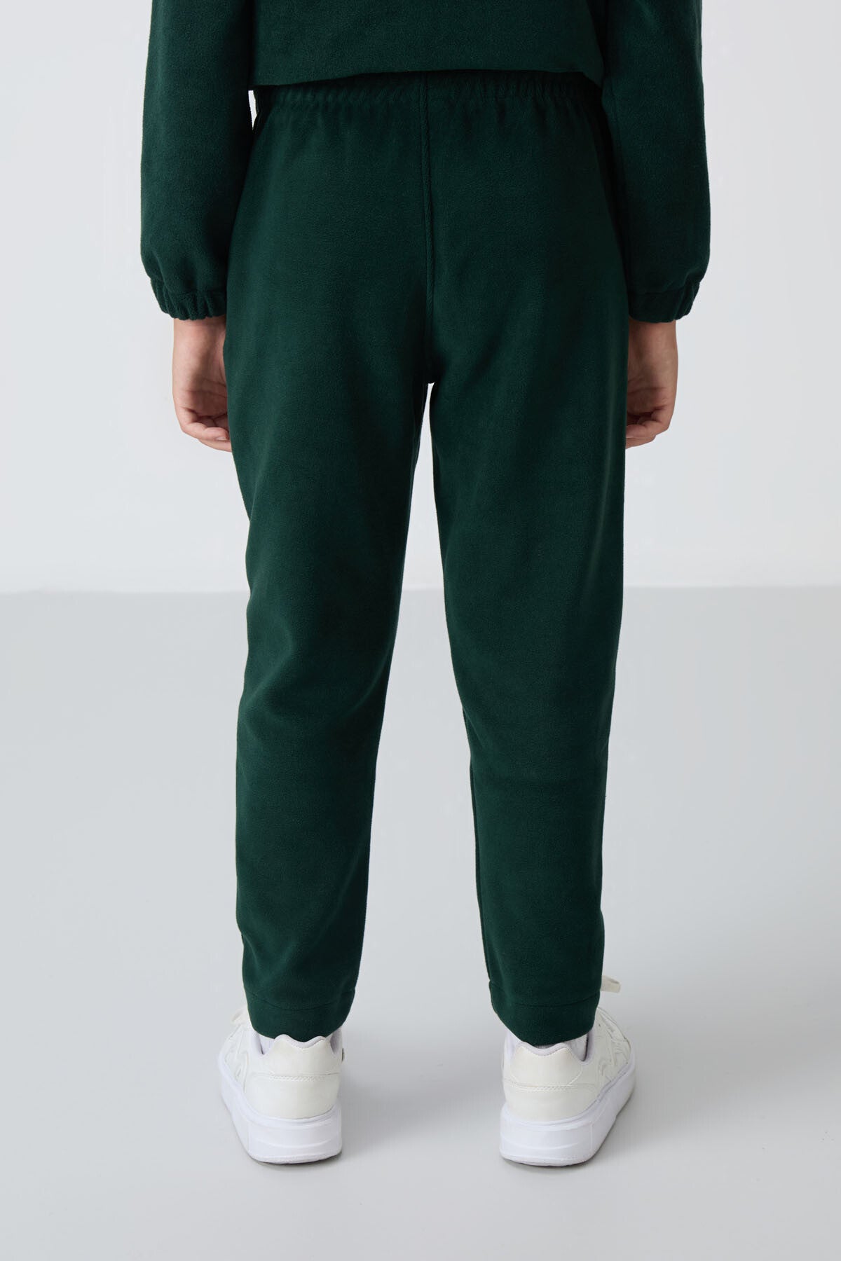 Pine Green Thick Soft Textured Standard Fit Embroidered Fleece Boys' Tracksuit Bottom - 11219