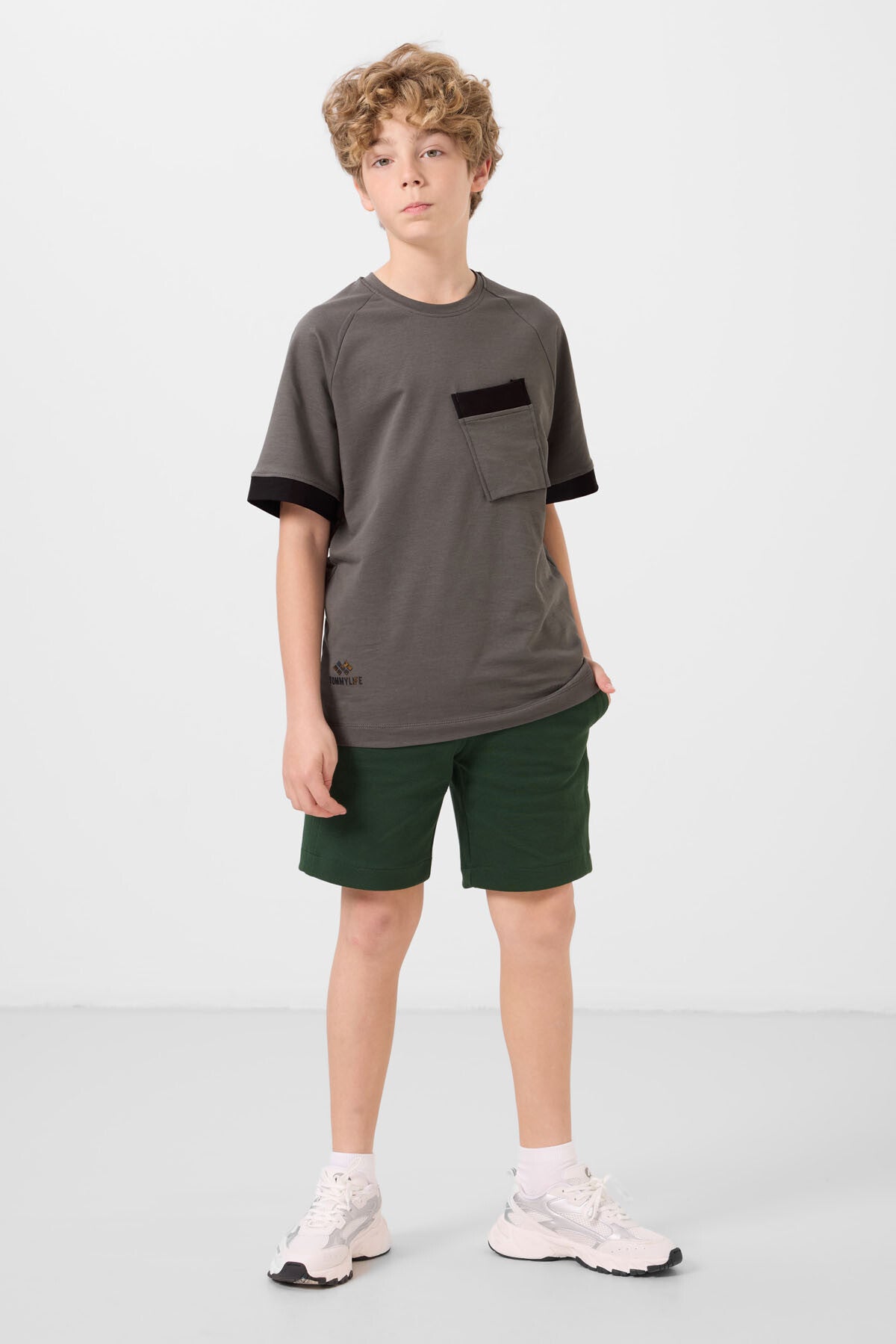 Pine green cotton soft woven standard fit basic boys' shorts - 11293