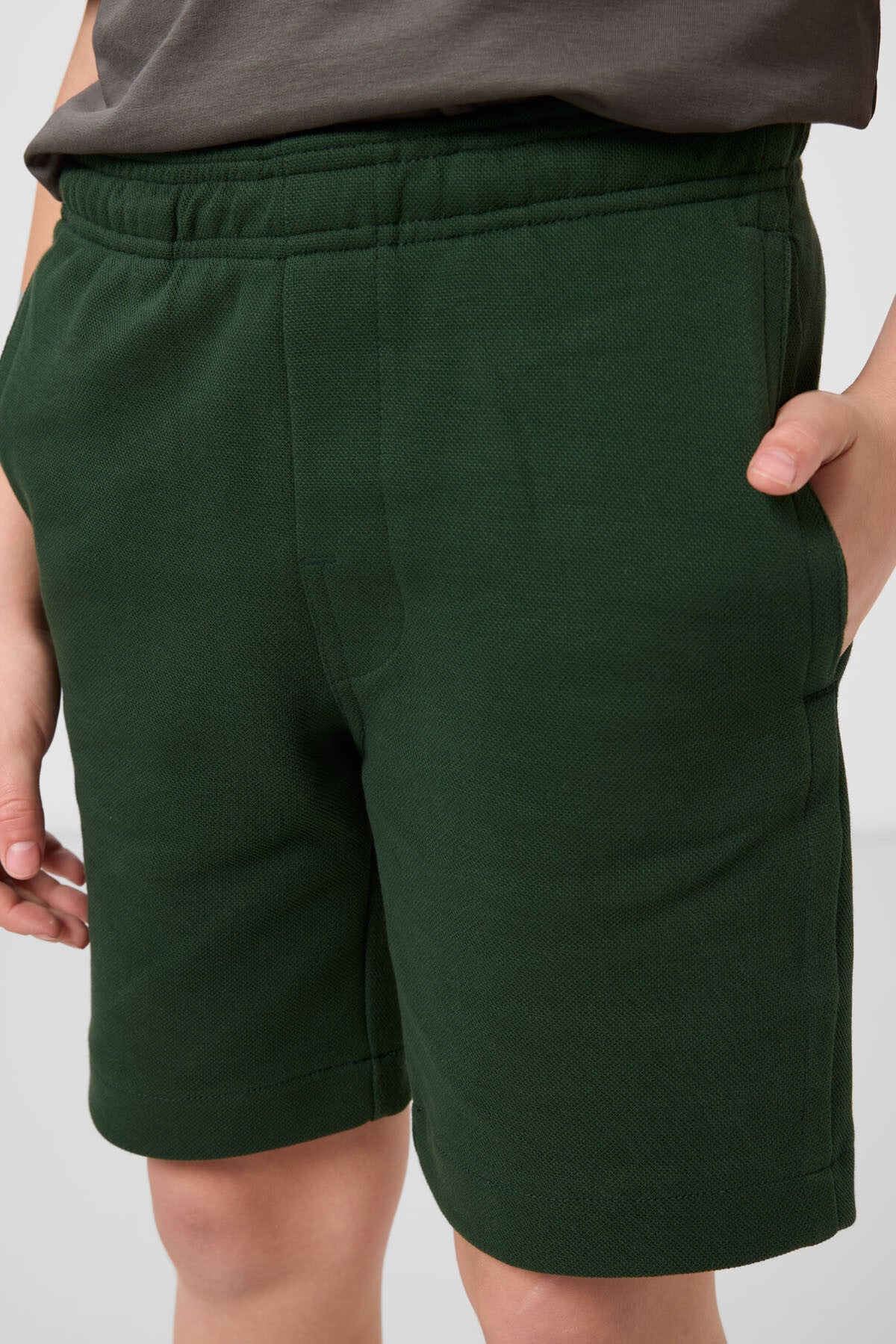 Pine green cotton soft woven standard fit basic boys' shorts - 11293