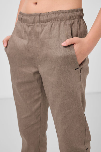 Camel Standard Fit Weaving Lightweight Flexible Chino Trousers - 11272