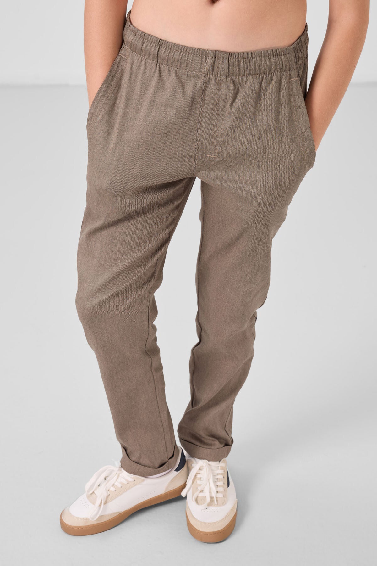 Camel Standard Fit Weaving Lightweight Flexible Chino Trousers - 11272