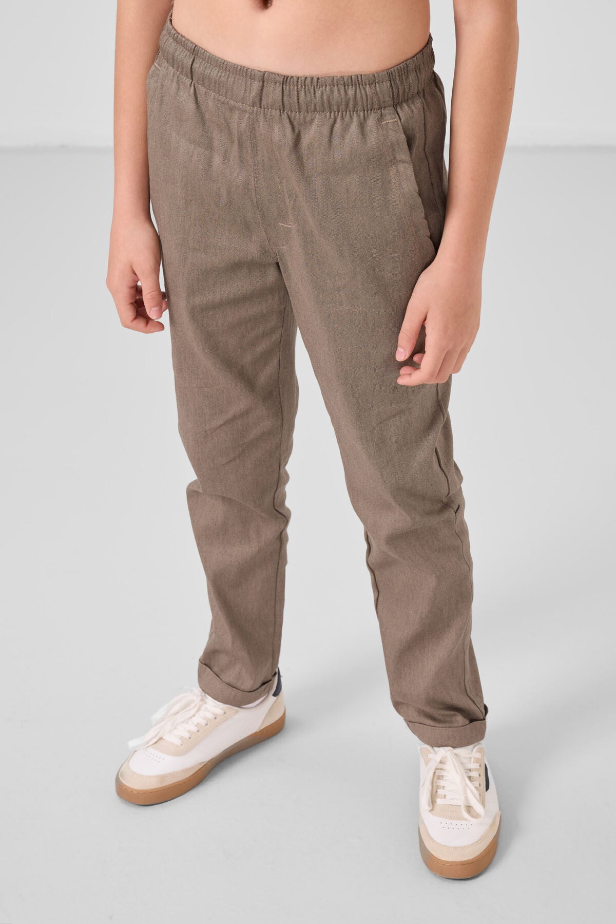 Camel Standard Fit Weaving Lightweight Flexible Chino Trousers - 11272