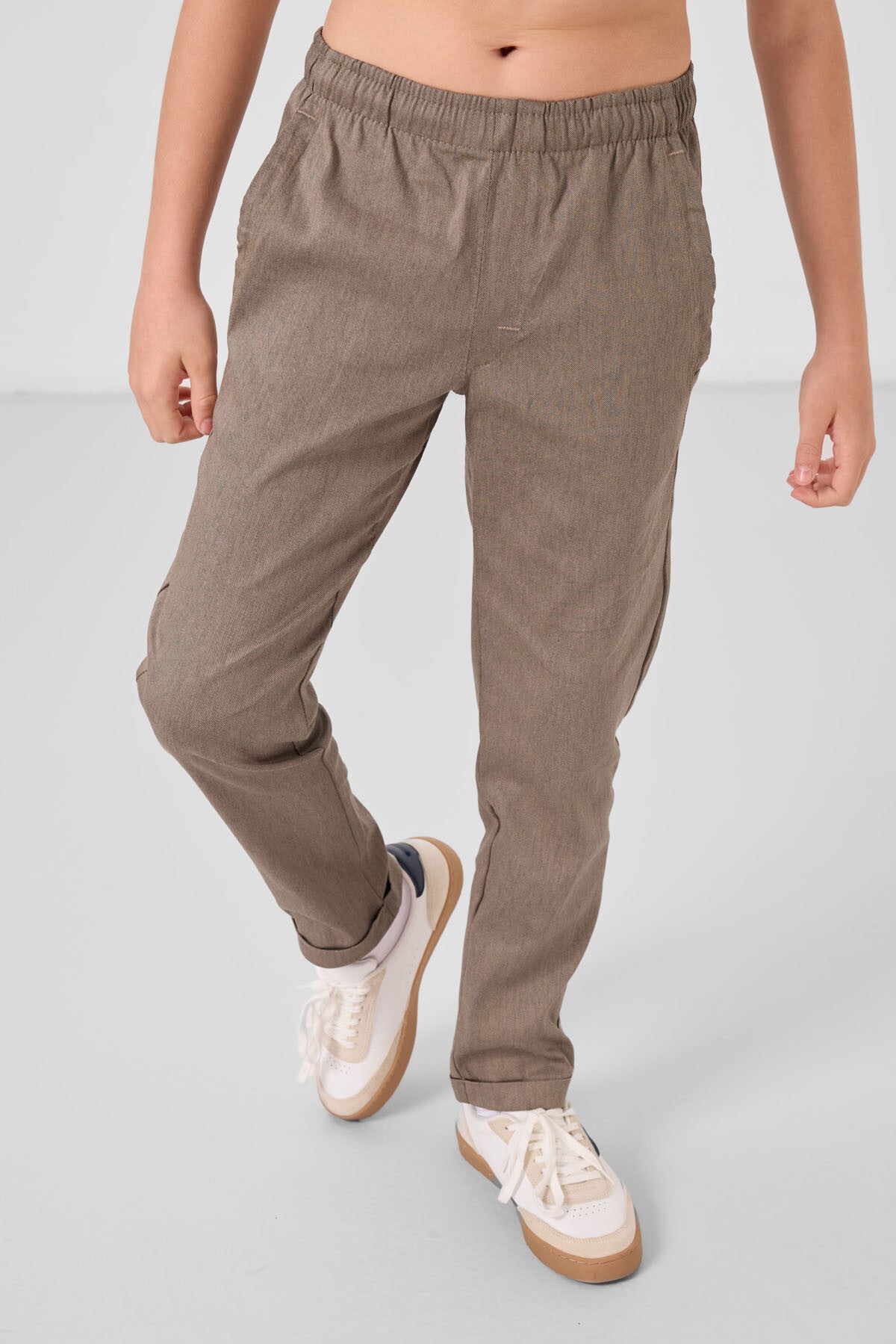 Camel Standard Fit Weaving Lightweight Flexible Chino Trousers - 11272