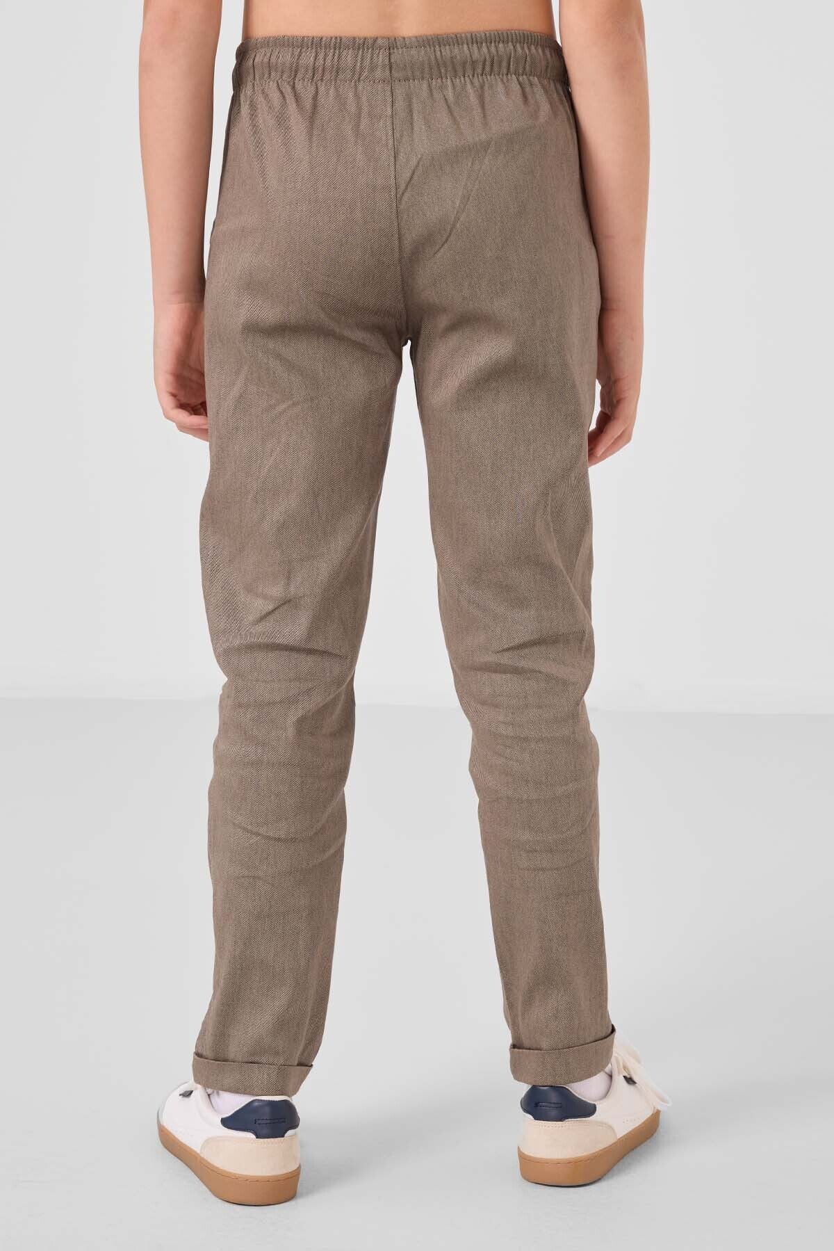 Camel Standard Fit Weaving Lightweight Flexible Chino Trousers - 11272