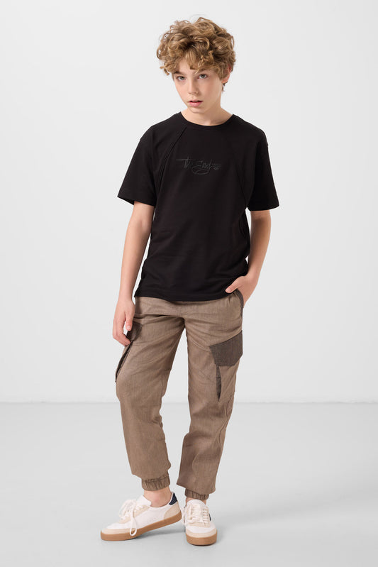 Camel Standard Fit Weaving Lightweight Flexible Chino Boys Trousers - 11271