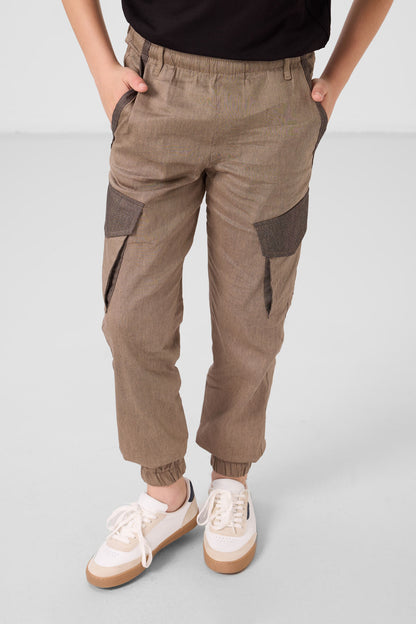 Camel Standard Fit Weaving Lightweight Flexible Chino Boys Trousers - 11271