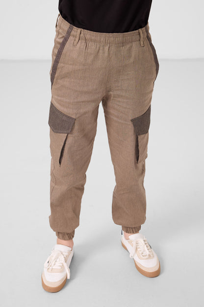 Camel Standard Fit Weaving Lightweight Flexible Chino Boys Trousers - 11271