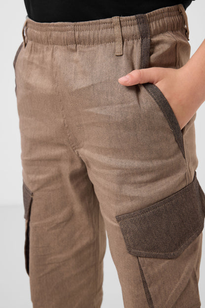 Camel Standard Fit Weaving Lightweight Flexible Chino Boys Trousers - 11271