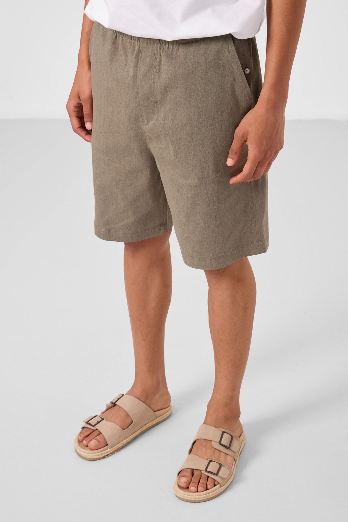Camel Standard Fit Weaving Lightweight Flexible Chino Men's Shorts - 81291