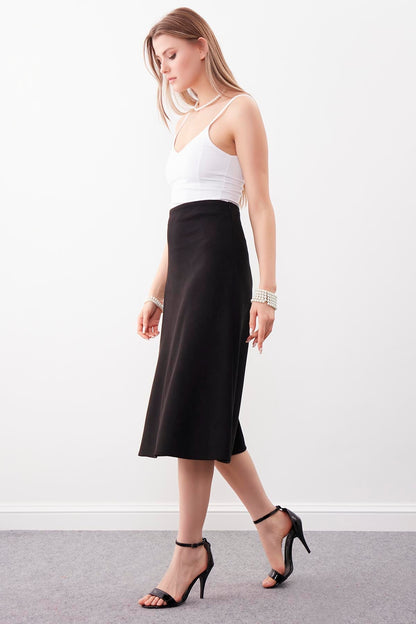 WAIST-CUTTING SUEDE CLOTH SKIRT