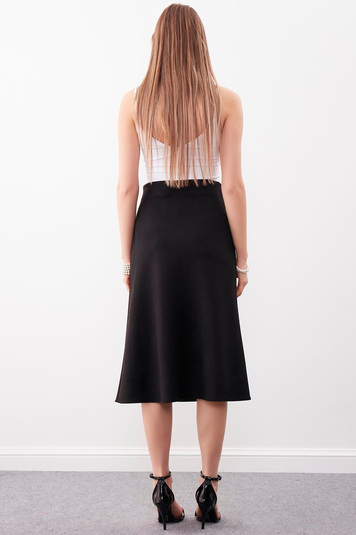 WAIST-CUTTING SUEDE CLOTH SKIRT