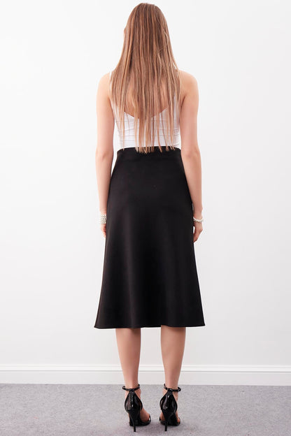 WAIST-CUTTING SUEDE CLOTH SKIRT