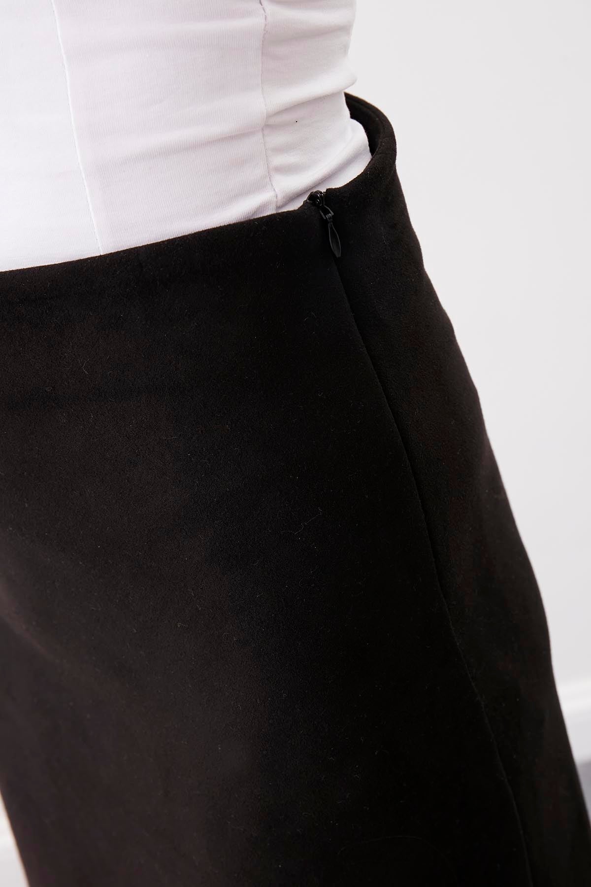 WAIST-CUTTING SUEDE CLOTH SKIRT
