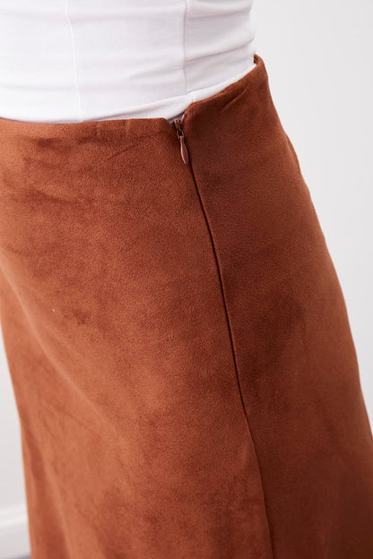 WAIST-CUTTING SUEDE CLOTH SKIRT