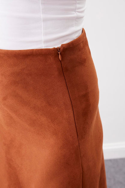 WAIST-CUTTING SUEDE CLOTH SKIRT
