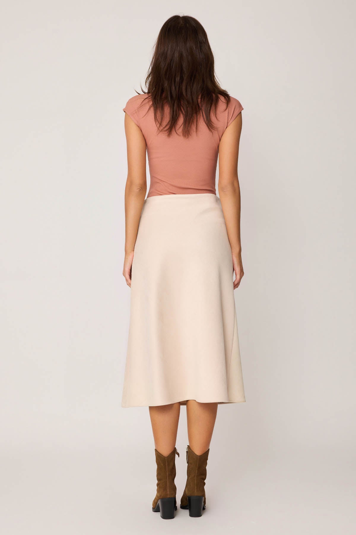 WAIST-CUTTING SUEDE CLOTH SKIRT