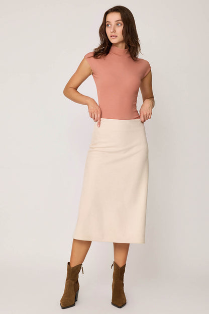 WAIST-CUTTING SUEDE CLOTH SKIRT