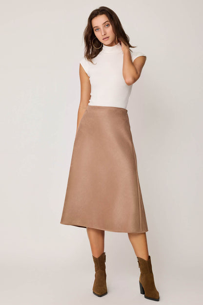 WAIST-CUTTING SUEDE CLOTH SKIRT