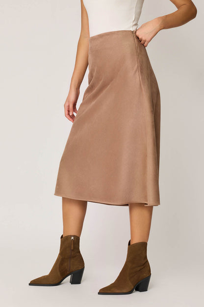 WAIST-CUTTING SUEDE CLOTH SKIRT