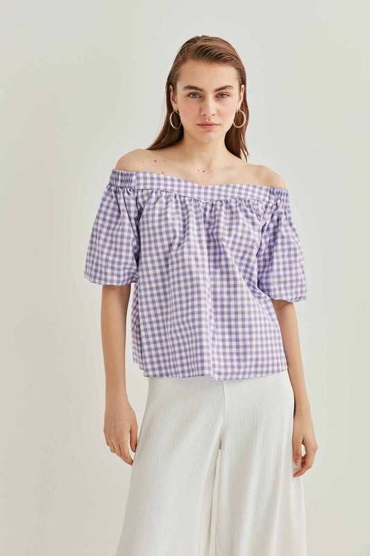 CARMEN COLLAR BACK-LACED BLOUSE