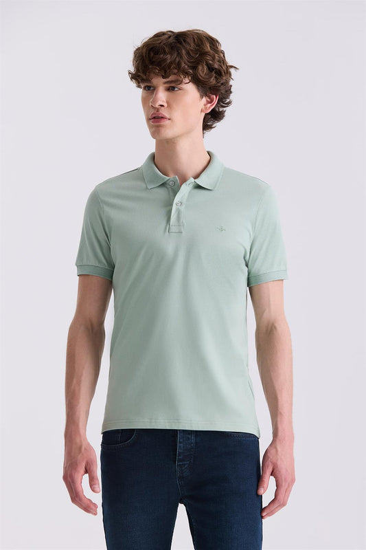 Slim Fit Green Polo Collar T Shirt