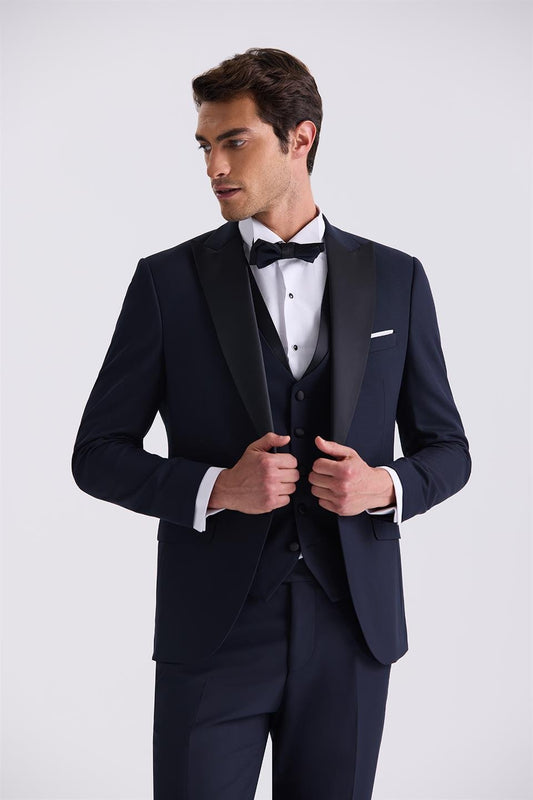 Navy Slim Fit Sharp Collar Tuxedo