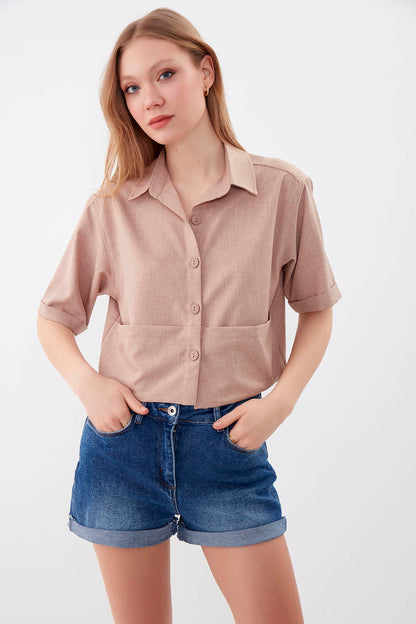 COMPACT SLEEVE CROP SHIRT