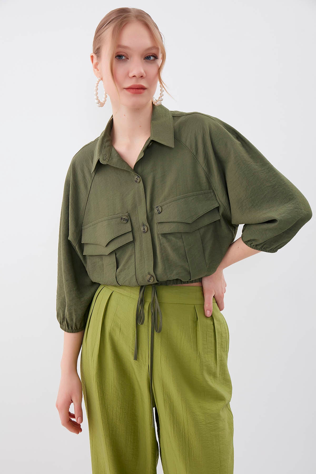 POCKETED SHIRT WITH ELASTANE WAIST