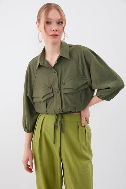 POCKETED SHIRT WITH ELASTANE WAIST