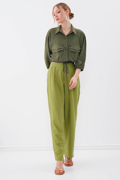 POCKETED SHIRT WITH ELASTANE WAIST