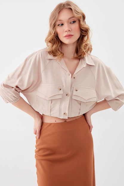 POCKETED SHIRT WITH ELASTANE WAIST