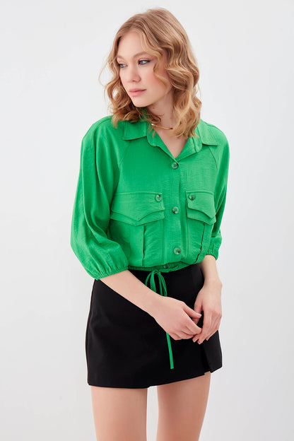 POCKETED SHIRT WITH ELASTANE WAIST