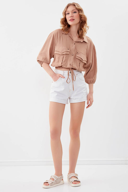 POCKETED SHIRT WITH ELASTANE WAIST