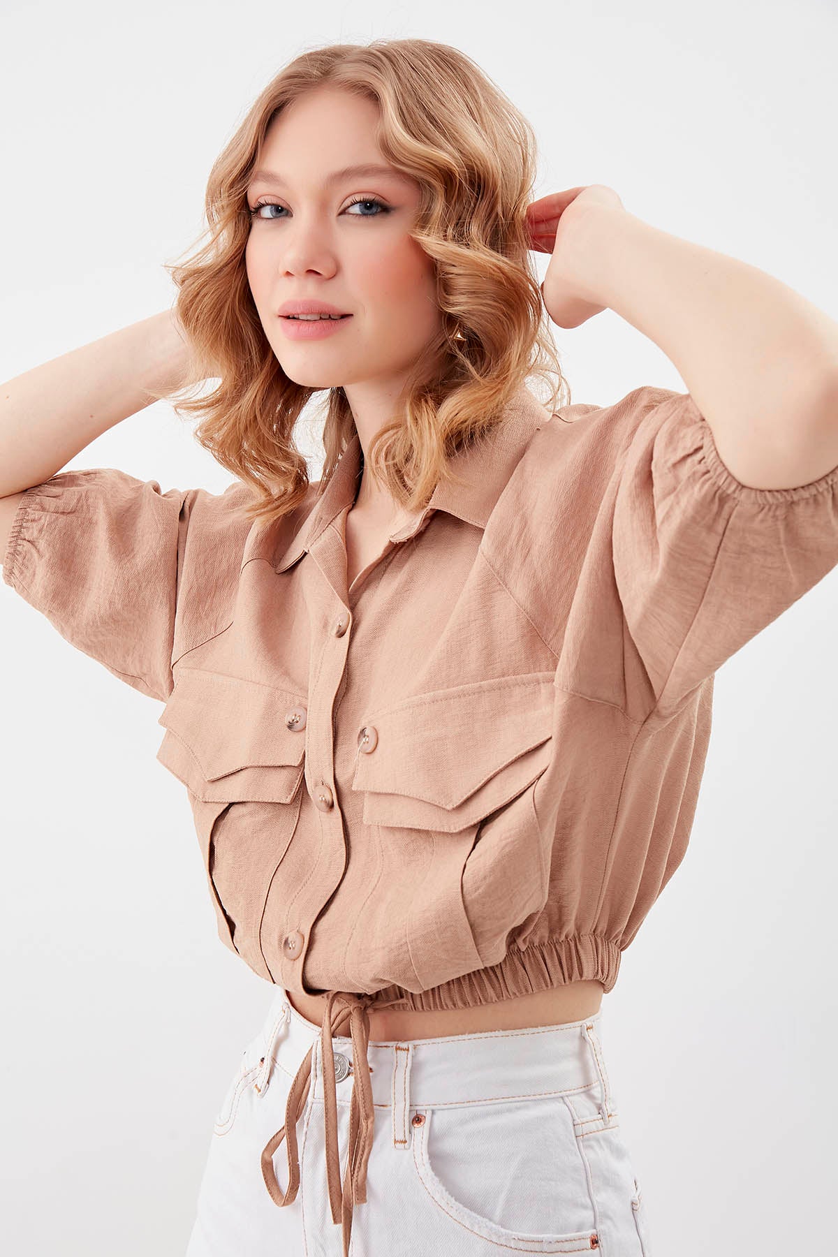 POCKETED SHIRT WITH ELASTANE WAIST