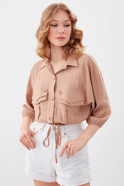 POCKETED SHIRT WITH ELASTANE WAIST