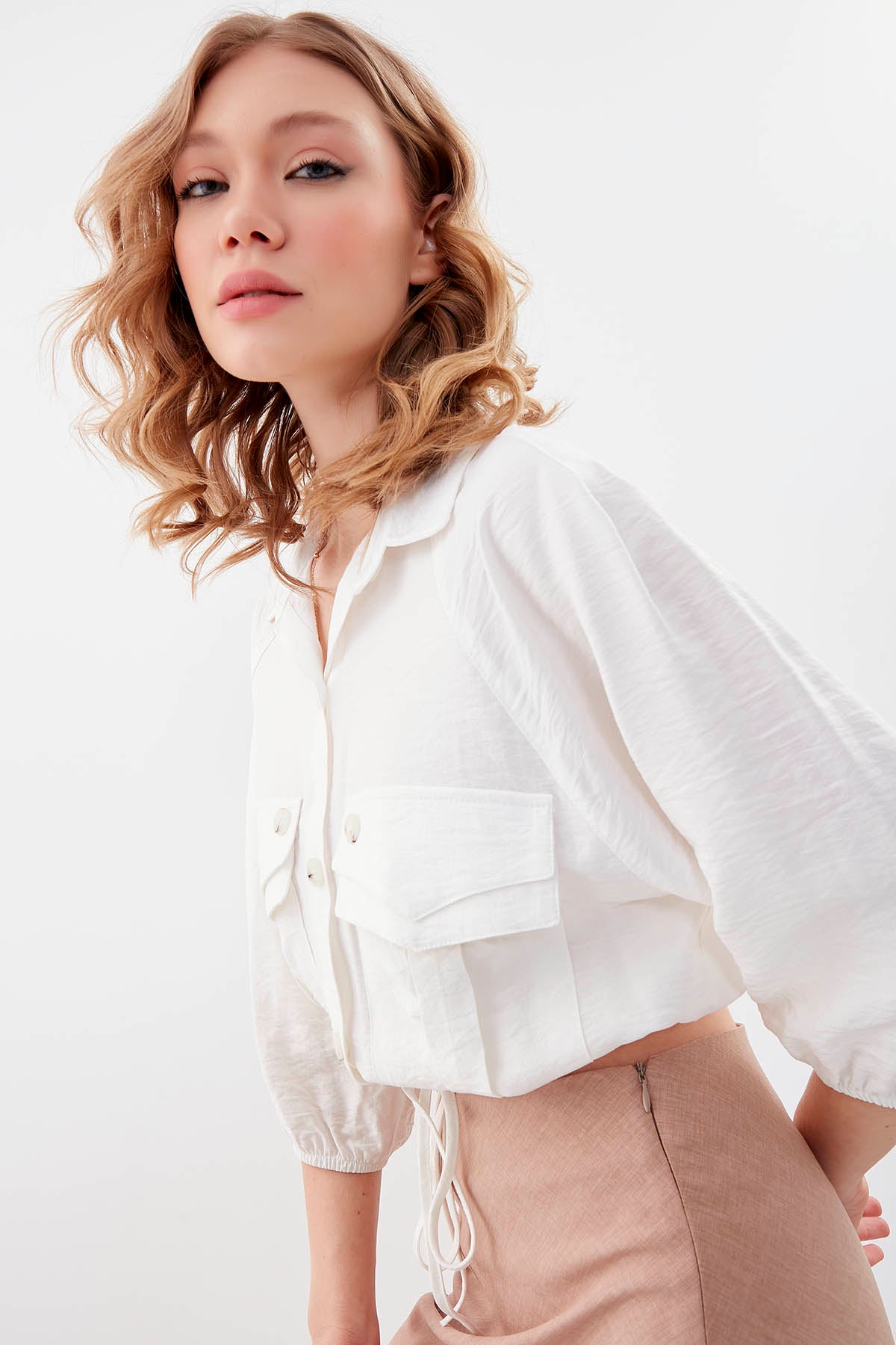 POCKETED SHIRT WITH ELASTANE WAIST