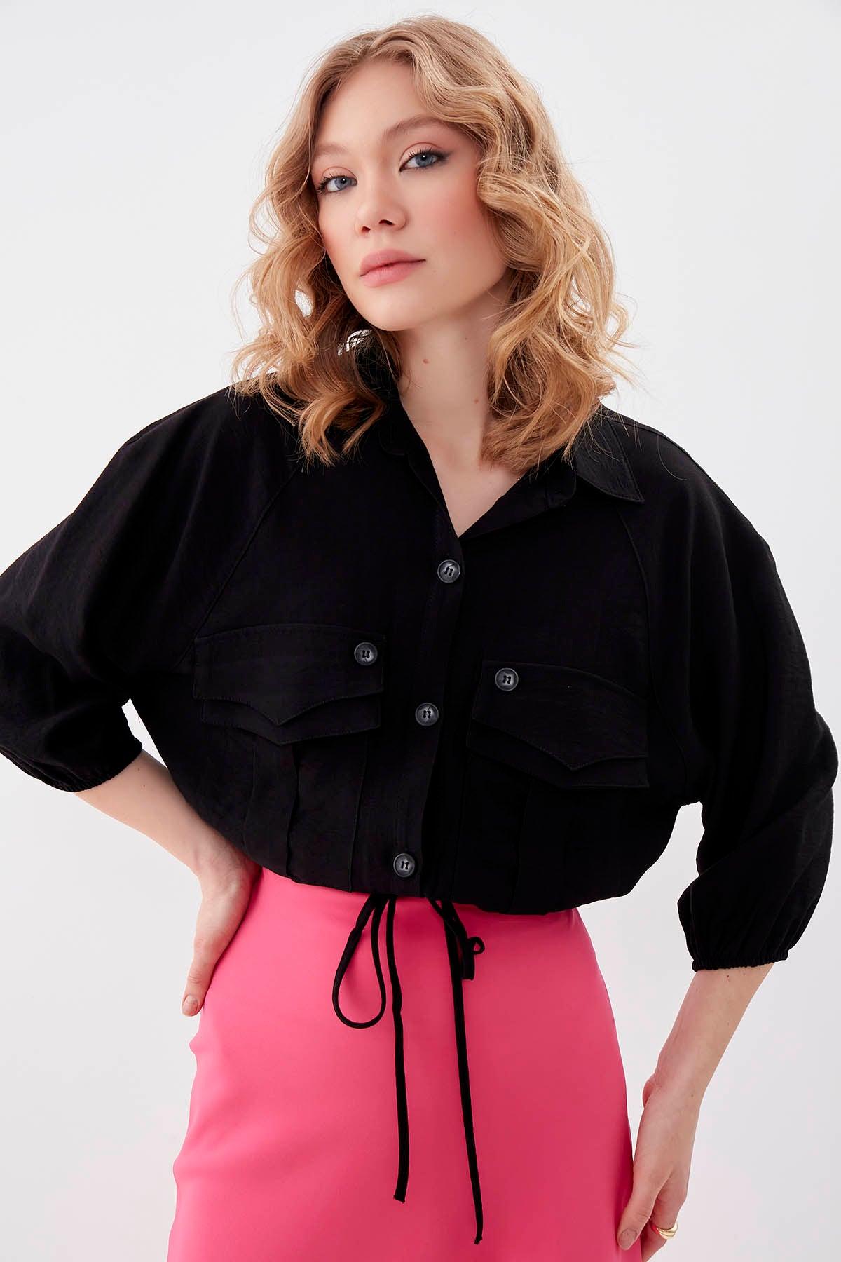 POCKETED SHIRT WITH ELASTANE WAIST