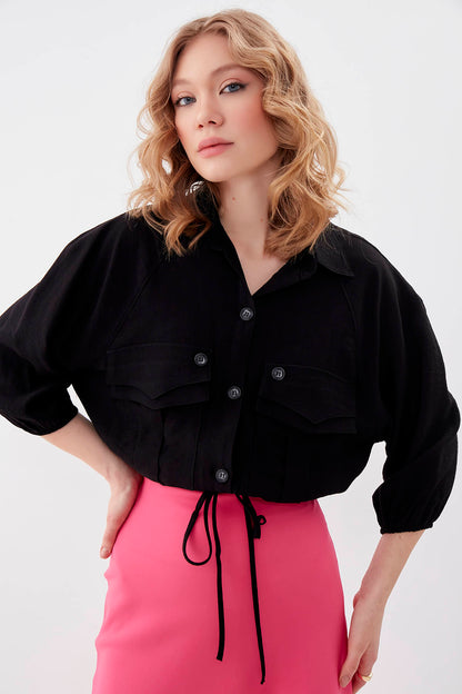 POCKETED SHIRT WITH ELASTANE WAIST