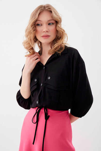 POCKETED SHIRT WITH ELASTANE WAIST