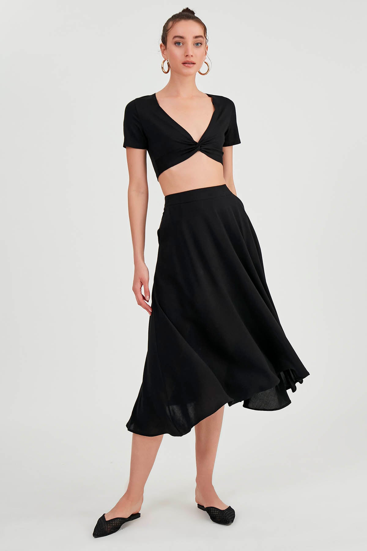 POCKETED MIDI SKIRT