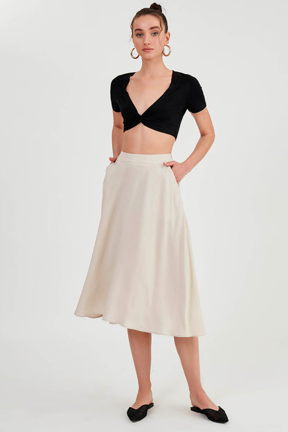 POCKETED MIDI SKIRT